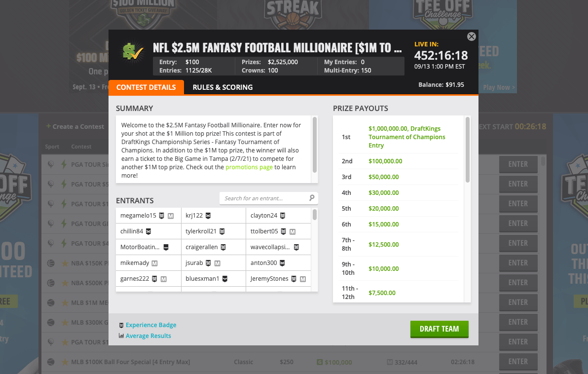 best thanksgiving draftkings lineup